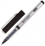 Ручка-роллер BRAUBERG 'Flagman', ЧЕРНАЯ, корпус серебристый, хромированные детали, узел 0,5 мм, линия письма 0,3 мм, RP102