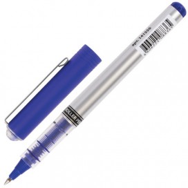 Ручка-роллер BRAUBERG 'Flagman', СИНЯЯ, корпус серебристый, хромированные детали, узел 0,5 мм, линия письма 0,3 мм, RP103