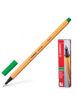 Ручка капиллярная STABILO 'Point', ЗЕЛЕНАЯ, корпус оранжевый, линия письма 0,4 мм, 88/36