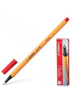 Ручка капиллярная STABILO 'Point', КРАСНАЯ, корпус оранжевый, толщина письма 0,4 мм, 88/40