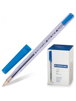 Ручка шариковая STAEDTLER 'Stick Document', СИНЯЯ, корпус прозрачный, узел 1,2 мм, линия письма 0,5 мм, 430 M 03