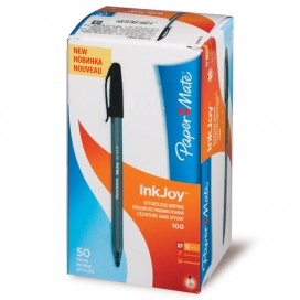 Ручка шариковая PAPER MATE 'Inkjoy 100', ЧЕРНАЯ, корпус тонированный черный, узел 0,7 мм, линия письма 0,5 мм, S0960890