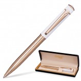 Ручка подарочная шариковая GALANT 'Mont Pelerin', корпус золотистый с белым, золотистые детали, пишущий узел 0,7 мм, синяя, 141661