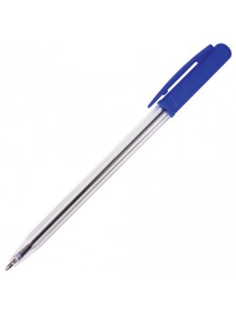 Ручка шариковая автоматическая STAFF, СИНЯЯ, корпус прозрачный, узел 0,8 мм, линия письма 0,4 мм, BPR243