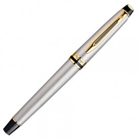 Ручка подарочная перьевая WATERMAN 'Expert 3 Stainless Steel GT', серебристый корпус, позолоченные детали, синяя, S0951940