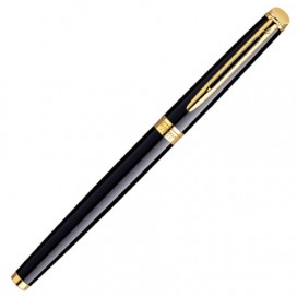 Ручка подарочная перьевая WATERMAN 'Hemisphere Mars Black GT', черный лак, позолоченные детали, синяя, S0920610