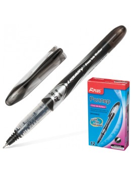 Ручка-роллер BEIFA (Бэйфа) 'A Plus', ЧЕРНАЯ, корпус с печатью, узел 0,5 мм, линия письма 0,33 мм, RX302602-BK
