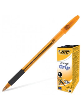 Ручка шариковая с грипом BIC 'Orange Grip', ЧЕРНАЯ, корпус оранжевый, узел 0,8 мм, линия письма 0,3 мм, 811925