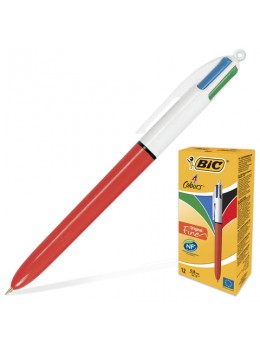 Ручка шариковая автоматическая BIC '4 Colours', 4 цвета (синий, черный, красный, зеленый), узел 0,8 мм, линия письма 0,3 мм, 889971