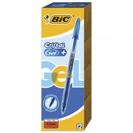 Ручка гелевая BIC 'Cristal Gel+', СИНЯЯ, корпус тонированный синий, узел 0,5 мм, линия письма 0,27 мм, 905489