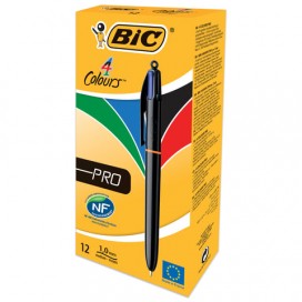 Ручка шариковая автоматическая BIC '4 Colours Pro', 4 цвета (синий, черный, красный, зеленый), узел 1 мм, линия письма 0,32 мм, 902129