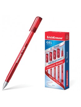 Ручка гелевая ERICH KRAUSE 'G-Tone', КРАСНАЯ, корпус тонированный красный, узел 0,5 мм, линия письма 0,4 мм, 17811
