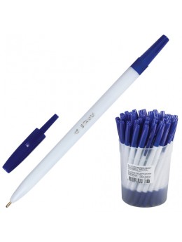 Ручка шариковая СТАММ '049', СИНЯЯ, корпус белый, узел 1,2 мм, линия письма 0,7 мм, РШ11