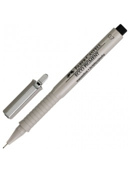 Ручка капиллярная FABER-CASTELL 'Ecco Pigment', ЧЕРНАЯ, корпус серый, линия письма 0,7 мм, 166799