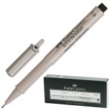 Ручка капиллярная FABER-CASTELL 'Ecco Pigment', ЧЕРНАЯ, корпус серый, линия письма 0,8 мм, 166899