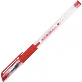Ручка гелевая с грипом STAFF, КРАСНАЯ, корпус прозрачный, узел 0,5 мм, линия письма 0,35 мм, GP170