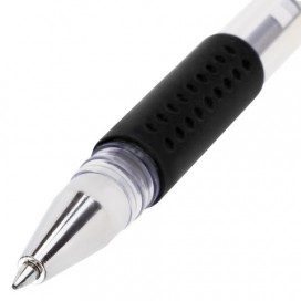 Ручка гелевая с грипом STAFF, ЧЕРНАЯ, корпус прозрачный, узел 0,5 мм, линия письма 0,35 мм, GP169