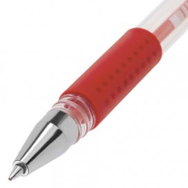 Ручка гелевая с грипом STAFF, КРАСНАЯ, корпус прозрачный, узел 0,5 мм, линия письма 0,35 мм, GP170