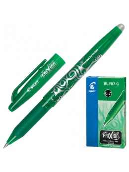 Ручка стираемая гелевая с грипом PILOT 'Frixion', ЗЕЛЕНАЯ, корпус зеленый, узел 0,7 мм, линия письма 0,35 мм, BL-FR-7