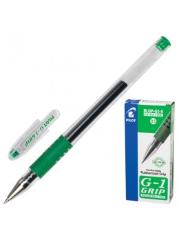 Ручка гелевая с грипом PILOT 'G-1 Grip', ЗЕЛЕНАЯ, корпус прозрачный, узел 0,5 мм, линия письма 0,3 мм, BLGP-G1-5