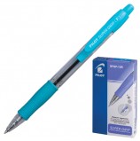 Ручка шариковая масляная автоматическая с грипом PILOT 'Super Grip', СИНЯЯ, голубые детали, узел 0,7 мм, линия письма 0,32 мм, BPGP-10R-F