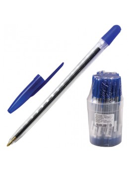 Ручка шариковая СТАММ '111', СИНЯЯ, корпус прозрачный, узел 1,2 мм, линия письма 1 мм, РС01