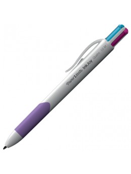 Ручка шариковая автоматическая с грипом PAPER MATE 'Inkjoy Quatro', 4 цвета (голубой, зеленый, розовый, фиолетовый), линия 1 мм, S0977270