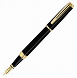 Ручка подарочная перьевая WATERMAN 'Exception Black GT Slim', черный лак, позолоченные детали, синяя, S0636930