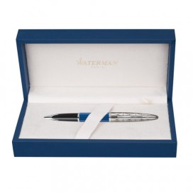 Ручка подарочная перьевая WATERMAN 'Carene Contemporary Blue and Gunmetal ST', синий лак, посеребренные детали, синяя, 1904558