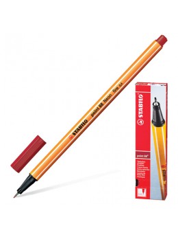 Ручка капиллярная STABILO 'Point 88', ТЕМНО-КРАСНАЯ, корпус оранжевый, линия письма 0,4 мм, 88/50