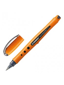 Ручка-роллер STABILO 'Worker', ЧЕРНАЯ, оранжевый корпус, 'soft-touch', узел 0,7 мм, линия письма 0,5 мм, 2018/41