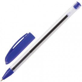 Ручка шариковая масляная ОФИСМАГ, СИНЯЯ, корпус прозрачный, узел 0,7 мм, линия письма 0,35 мм, OBP248