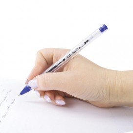 Ручка шариковая масляная ОФИСМАГ, СИНЯЯ, корпус прозрачный, узел 0,7 мм, линия письма 0,35 мм, OBP248