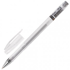 Ручка гелевая BRAUBERG 'Jet', СЕРЕБРИСТАЯ, корпус прозрачный, узел 0,5 мм, линия письма 0,35 мм, GP165