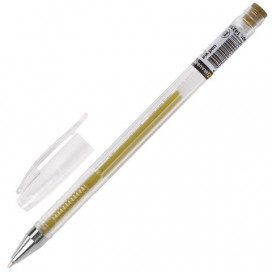 Ручка гелевая BRAUBERG 'Jet', ЗОЛОТИСТАЯ, корпус прозрачный, узел 0,5 мм, линия письма 0,35 мм, GP166