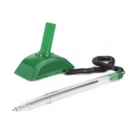 Ручка шариковая настольная ОФИСМАГ 'Стенд-Пен2', СИНЯЯ, пружинка, корпус зеленый, линия письма 0,5 мм, 142168