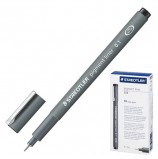 Ручка капиллярная STAEDTLER 'Pigment Liner', ЧЕРНАЯ, корпус серый, линия письма 0,1 мм, 308 01-9