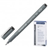 Ручка капиллярная STAEDTLER 'Pigment Liner', ЧЕРНАЯ, корпус серый, линия письма 0,8 мм, 308 08-9