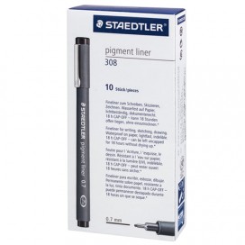 Ручка капиллярная STAEDTLER 'Pigment Liner', ЧЕРНАЯ, корпус серый, линия письма 0,7 мм, 308 07-9