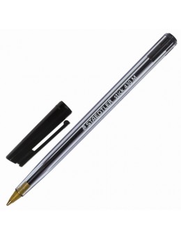 Ручка шариковая STAEDTLER (Германия) 'Stick', ЧЕРНАЯ, корпус прозрачный, узел 1 мм, линия письма 0,35 мм, 430 M-9