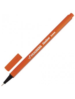 Ручка капиллярная BRAUBERG 'Aero', ОРАНЖЕВАЯ, трехгранная, металлический наконечник, линия письма 0,4 мм, FL105