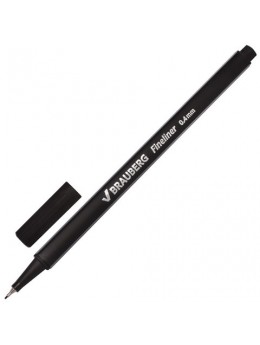 Ручка капиллярная BRAUBERG 'Aero', ЧЕРНАЯ, трехгранная, металлический наконечник, линия письма 0,4 мм, FL108