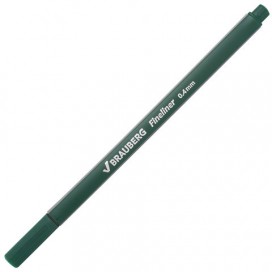 Ручка капиллярная BRAUBERG 'Aero', ТЕМНО-ЗЕЛЕНАЯ, трехгранная, металлический наконечник, линия письма 0,4 мм, FL107