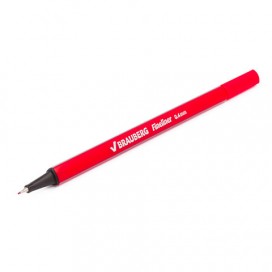 Ручка капиллярная BRAUBERG 'Aero', КРАСНАЯ, трехгранная, металлический наконечник, линия письма 0,4 мм, FL110