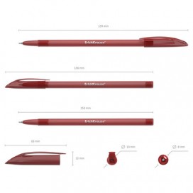 Ручка шариковая ERICH KRAUSE 'R-101', КРАСНАЯ, корпус тонированный красный, узел 1 мм, линия письма 0,5 мм, 33513