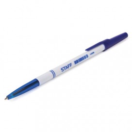 Ручка шариковая STAFF 'Офисная', СИНЯЯ, корпус белый, узел 0,7 мм, линия письма 0,35 мм, BP244