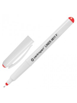 Ручка капиллярная CENTROPEN, КРАСНАЯ, трехгранная, корпус белый, линия письма 0,3 мм, 4611/1К