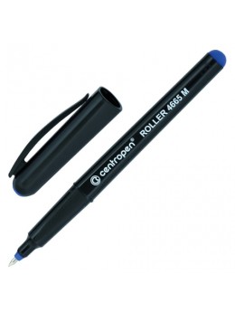 Ручка-роллер CENTROPEN, СИНЯЯ, трехгранная, корпус черный, узел 0,7 мм, линия письма 0,6 мм, 4665/1С