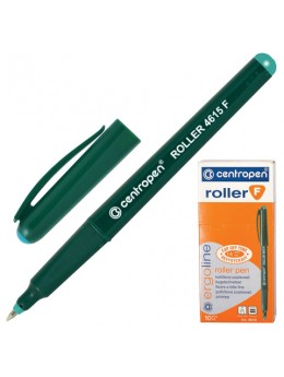 Ручка-роллер CENTROPEN, ЗЕЛЕНАЯ, трехгранная, корпус зеленый, узел 0,5 мм, линия письма 0,3 мм, 4615/1З