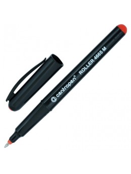 Ручка-роллер CENTROPEN, КРАСНАЯ, трехгранная, корпус черный, узел 0,7 мм, линия письма 0,6 мм, 4665/1К